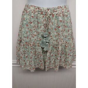 NWT BB Dakota Steve Madden Skirt S Mini Floral Green Elastic Waste Chiffon